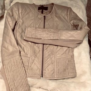 BCBG MAXAZRIA XS tan faux leather jacket